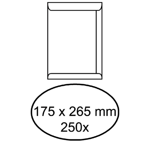 Envelop akte IEZZY 175x265mm zelfklevend 100gr wit 250 stuks