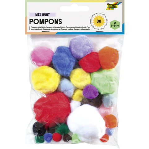 Pompon Folia 30 stuks diverse kleuren en afmetingen 30 stuks