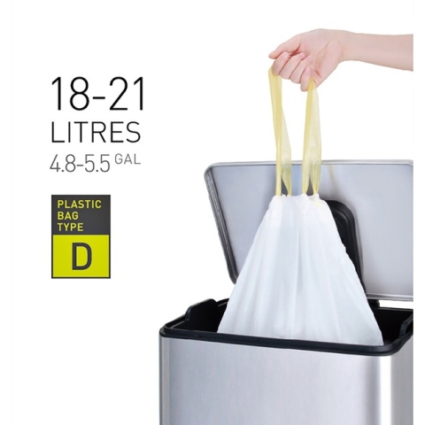 Afvalzak EKO MDPE type D met trekband 55x55cm 18-21L wit rol à 20 stuks
