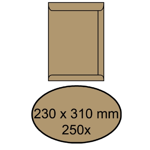 Envelop IEZZY akte 230x310mm zelfklevend 90gr bruin 250 stuks