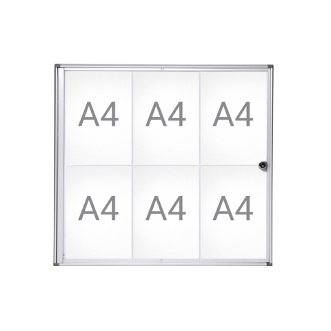 Binnenvitrine wand MAULextraslim whiteboard 6xA4 met slot