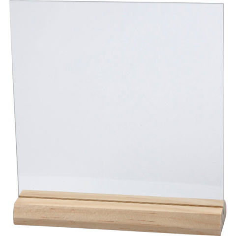 Glasplaat Creativ Company 15.5cmx15.5cm met houten voet 10 stuks
