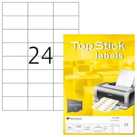 Etiket TopStick 8706 70x37mm wit 2400 stuks