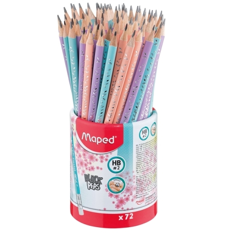 Potlood Maped Black'Peps met gum pot à 72 stuks pastel