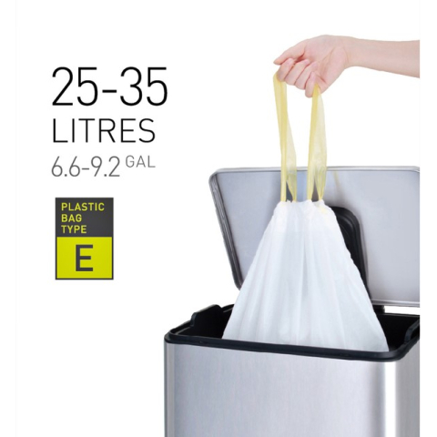 Afvalzak EKO MDPE type E met trekband 55x70cm 25-35L wit rol à 12 stuks
