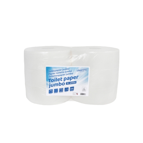 Toiletpapier Cleaninq T1 jumbo groot 2-laags 6x350m wit
