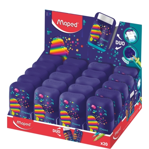 Puntenslijper Maped Pixel Party Connect 2-gaats met gum