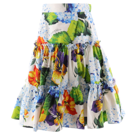 Dolce & Gabbana Rok - Renaissance - Wit/Multicolour m. Blo - Dolce & Gabbana - 5 jaar (110) - Rokken