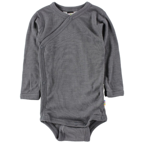 Joha Wikkelromper l/s - Wol/Zijde - Donkergrijs - Joha - 70 - Rompers Lange Mouw