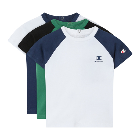 Champion T-Shirt - 3-pack - Navy/Groen/Wit - Champion - 74 - T-Shirts