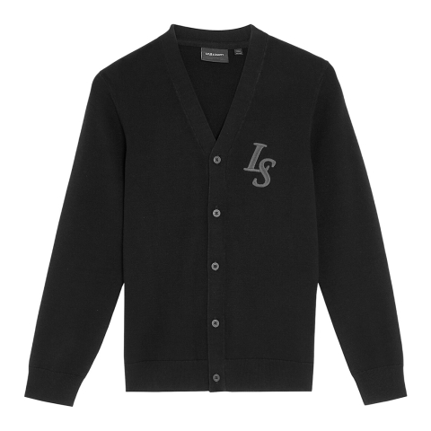 Lyle & Scott Vest - Gebreid - Monogram - Jet Black - Lyle & Scott - 14-15 jaar (164-170) - Vesten