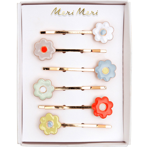 Meri Meri Haarspelden - 6-pack - Emaille - Daisy - 5,5 cm - Bloe - Meri Meri - OneSize - Haaraccessoires