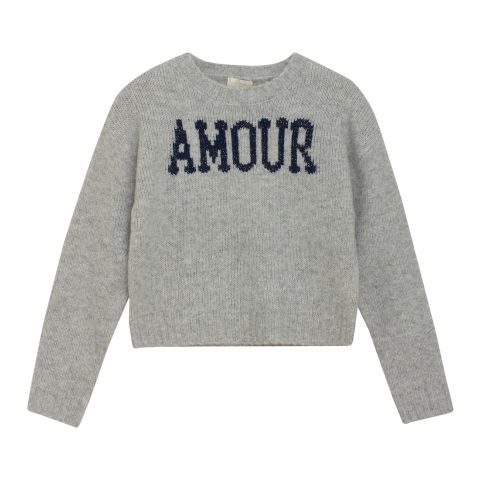 Creamie Blouse - Gebreid - Light Grey Melange - Creamie - 7-8 jaar (122-128) - Shirts