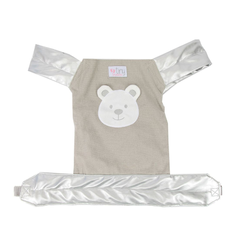 Tiny Treasures Poppen Accessoires - Voetenzak - Grijs m. Beer - Tiny Treasures - OneSize - Poppen Accessoires