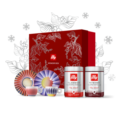 Illy Discovery Box intenso 250 gram, 2 espresso en 2x Judy Chicago kopjes