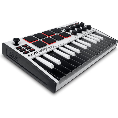 AKAI MPK Mini MK3 - MIDI keyboard controller - 25 toetsen - 8 drumpads - Zwart/Wit