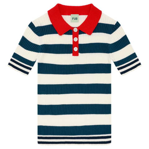 FUB Polo - Rib - Ecru/Oceaanstreep - FUB - 140 - Polo's
