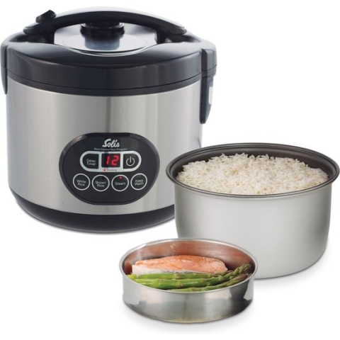 Solis Rice Cooker Duo Programm 817 Rice Cooker met Stomer - Rijstkoker en Stoomkoker - Stoompan - Zilver