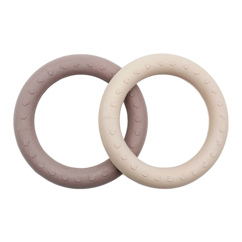 Hevea Bijtring - 2-pack - Zand & Tan Beige - Hevea - OneSize - Bijtringen