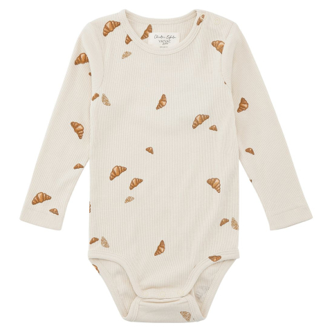 VACVAC Romper l/s - Rib - Kurt - Mini Croissant Love - VACVAC - 68/74 - Rompers Lange Mouw