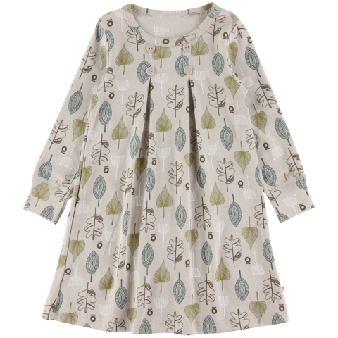 Katvig Jurk - Beige m. Bladen - Katvig - 1 jaar (80) - Jurken
