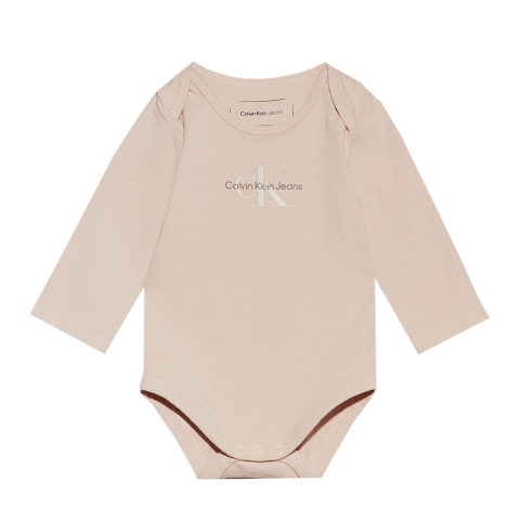 Calvin Klein Romper l/s - Monogram - Meringue Blush - Calvin Klein - 1 jaar (80) - Rompers Lange Mouw