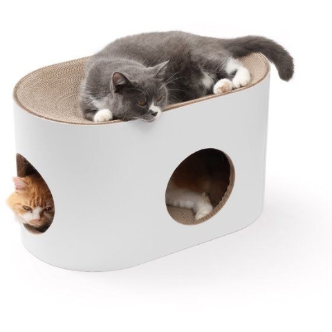 Jake and Jacky Krabkarton voor Katten - Kattenhuis Karton - Krabpaal Karton - Krabmand - Krabplank -