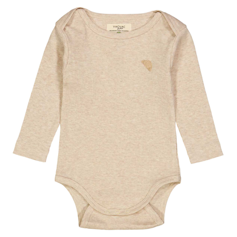 VACVAC Romper l/s - Rib - Scarlett - Light Latte melange - VACVAC - 2 jaar (92) - Rompers Lange Mouw