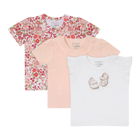 Hust and Claire Shirt - 3-pack - Alda - Roze/Wit m. Bloemen - Hust and Claire - 68 - Shirts