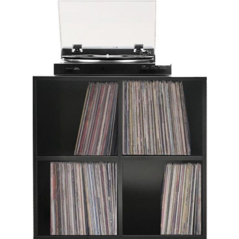 Platen vinyl lp opbergkast - 4 open vakken - zwart