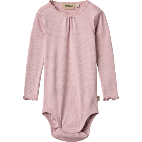 Wheat Romper l/s - Rib - Lotta - Lavender Mist - Wheat - 62 - Rompers Lange Mouw