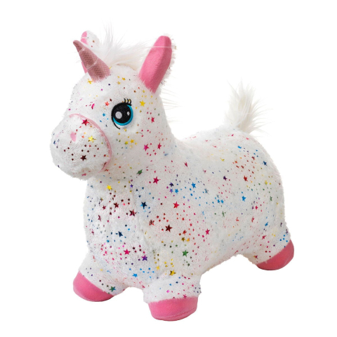 Krea Springend dier - Hop & Bounce pluche Horse - Rainbow m. Wit - Krea - OneSize - Motoriek speelgoed
