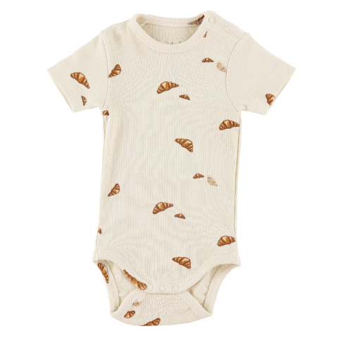 VACVAC Romper s/s - Kurt - Mini Croissant - Beige - VACVAC - 1-1½ jaar (80-86) - Rompers Korte Mouw