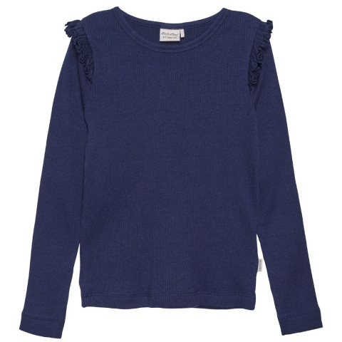 Minymo Blouse - Rib - Dark Navy - Minymo - 5 jaar (110) - Shirts