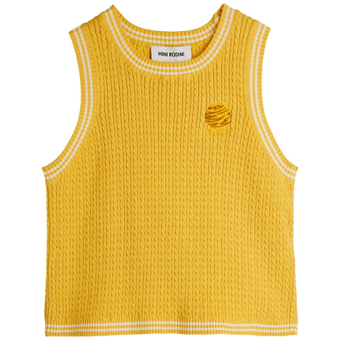 Mini Rodini Tanktop - Gebreid - Geel - Mini Rodini - 8-9 jaar (128-134) - Tanktops