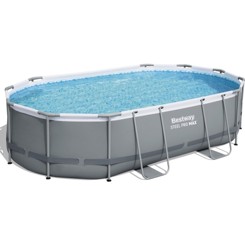 Zwembad steel pro max set ovaal grijs 488 Bestway - Bestway