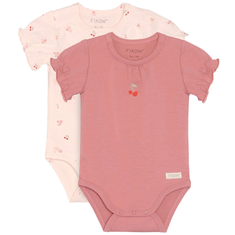 Fixoni Rompers s/s - 2-pack - Dusty Rose - Fixoni - 2 jaar (92) - Rompers Korte Mouw