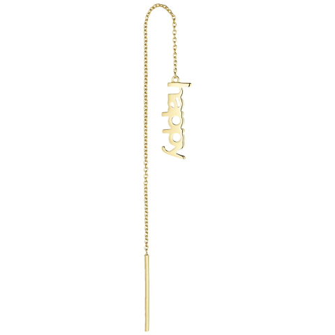 Design Letters Oorbel - 1 st. - Happy - 18 karaats verguld - Design Letters - OneSize - Sieraden