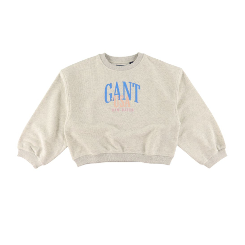 GANT Trui - C-hals - Cropped - Rubber Grey Melange - GANT - 15 jaar (170) - Truien