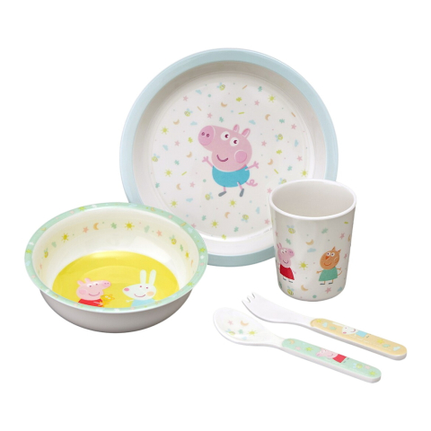 Petit Jour Paris Serviesset - Melamine - 5 Onderdelen - Peppa Pi - Petit Jour Paris - OneSize - Serviesset