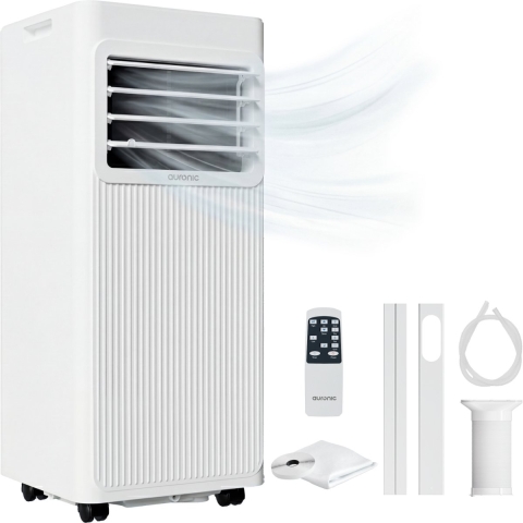 Auronic Mobiele Airco - 9.000 BTU - 3-in-1 - Airconditioning met 2 Raamafdichtingskits - Ventilator - Ontvochtiger - tot 25m² koelen - Wit