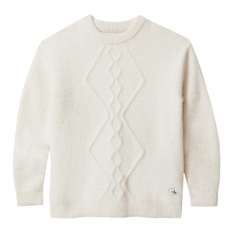 Calvin Klein Blouse - Polyester/Wol - Fluffy - Witkopgrijs - Calvin Klein - 8 jaar (128) - Shirts