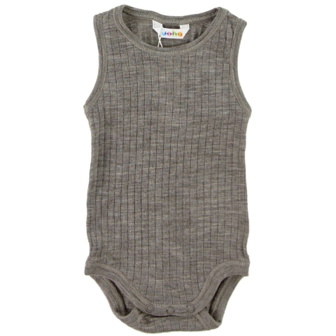 Joha Romper mouwloos - Wol - Bruin Gevlekt - Joha - 90 - Rompers Mouwloos