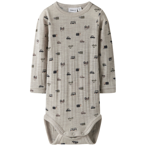 Name It Romper l/s - Wol - Rib - Noos - NbmWang - Parelmoer Clou - Name It - 62 - Rompers Lange Mouw