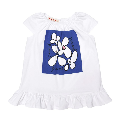 Marni Jurk - Wit/Blauw m. Bloemen - Marni - 74 - Jurken