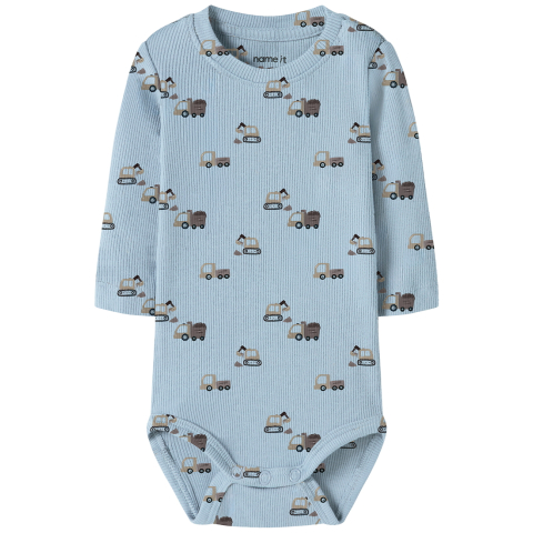 Name It Romper l/s - Rib - NbmOffice - Ashley Blue - Name It - 68 - Rompers Lange Mouw