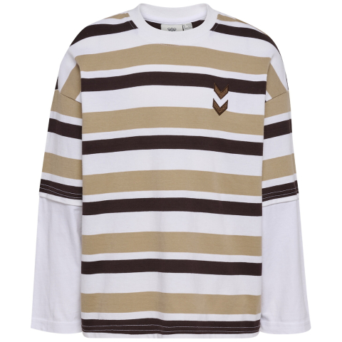 Hummel Shirt - HmlJr Silly - Silver Mink m. Strepen - Hummel - 4 jaar (104) - Shirts