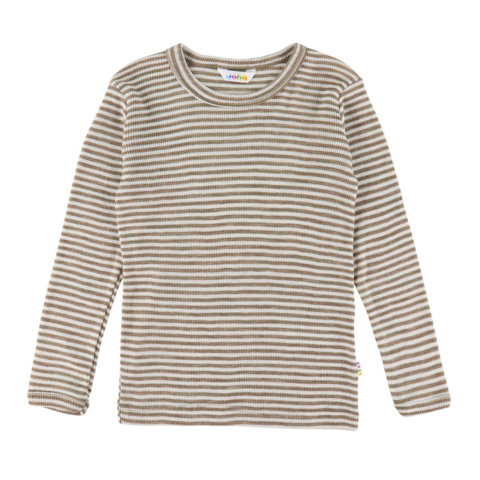 Joha Blouse - Wol/Zijde - Rib - Donker Beige/Gestreept - Joha - 170 - Shirts