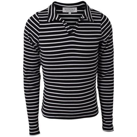 Hound Blouse - Rib Striped - Zwart/Wit - Hound - 16 jaar (176) - Shirts