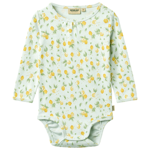 Wheat Romper l/s - Liv - Summer Blue Citrus - Wheat - 68 - Rompers Lange Mouw